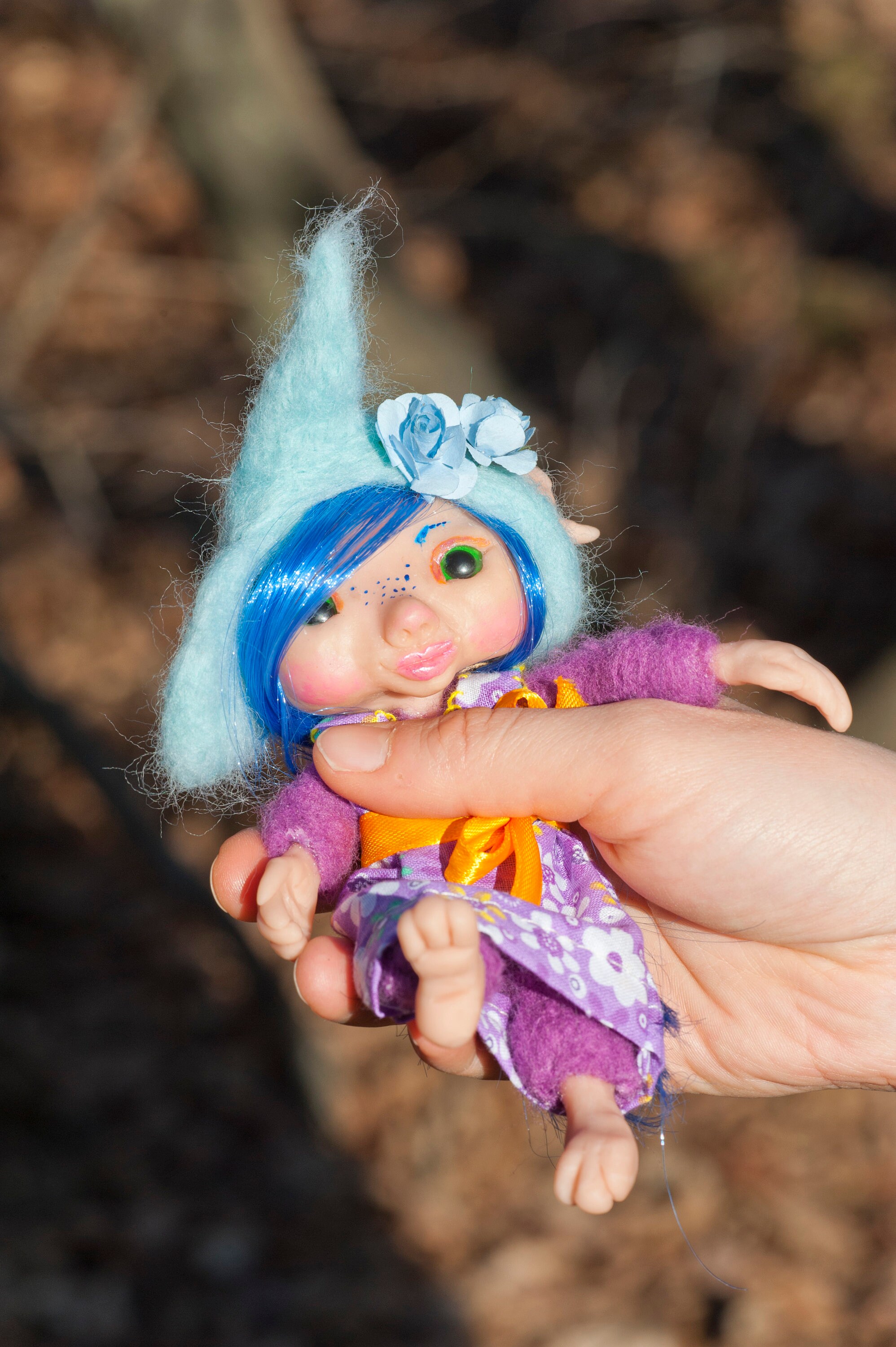 Ooak Posabile Pixie WOODLAND FAIRY Doll Polymer Clay Art Doll Elf Pixie