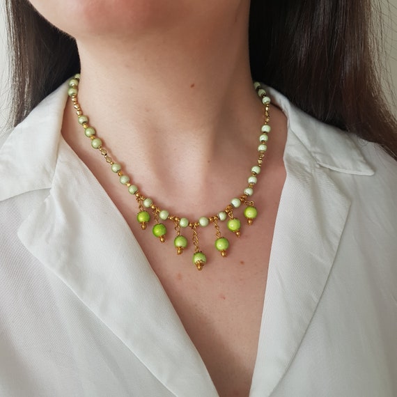 Beaded Dainty Necklace - Glass Beaded Necklace - Beaded  display picture 2