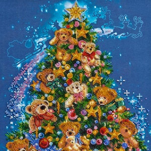 DIY Bead Embroidery Kit Wonder Tree Beaded Needlepoint Craft Set Beading Kit for Embroidery Stitching with Beads Beadwork Art Set