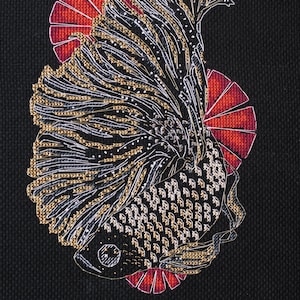 DIY Cross Stitch Kit Black Fish Needlepoint Embroidery Set Craft Kit Cross-Stitch Pattern Handmade Gift Stitching Supplies