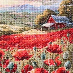 DIY Kreuzstich Kit Poppies bei Sonnenuntergang Nadelspitze Stickerei Handwerk Kreuzstich Muster, Handgemachtes Geschenk