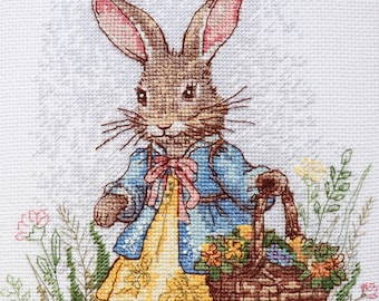 Counted Cross Stitch Kit Spring Bunny Dressed for Easter Design DIY Embroidery