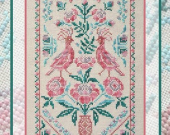Kit punto croce Sampler Albero della vita Peonia Tela Artis Handmade