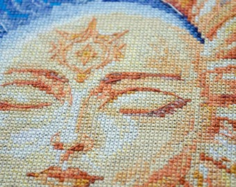 クロスステッチキット 太陽と月のカップル Abris Art 手刺繍 - Etsy 日本