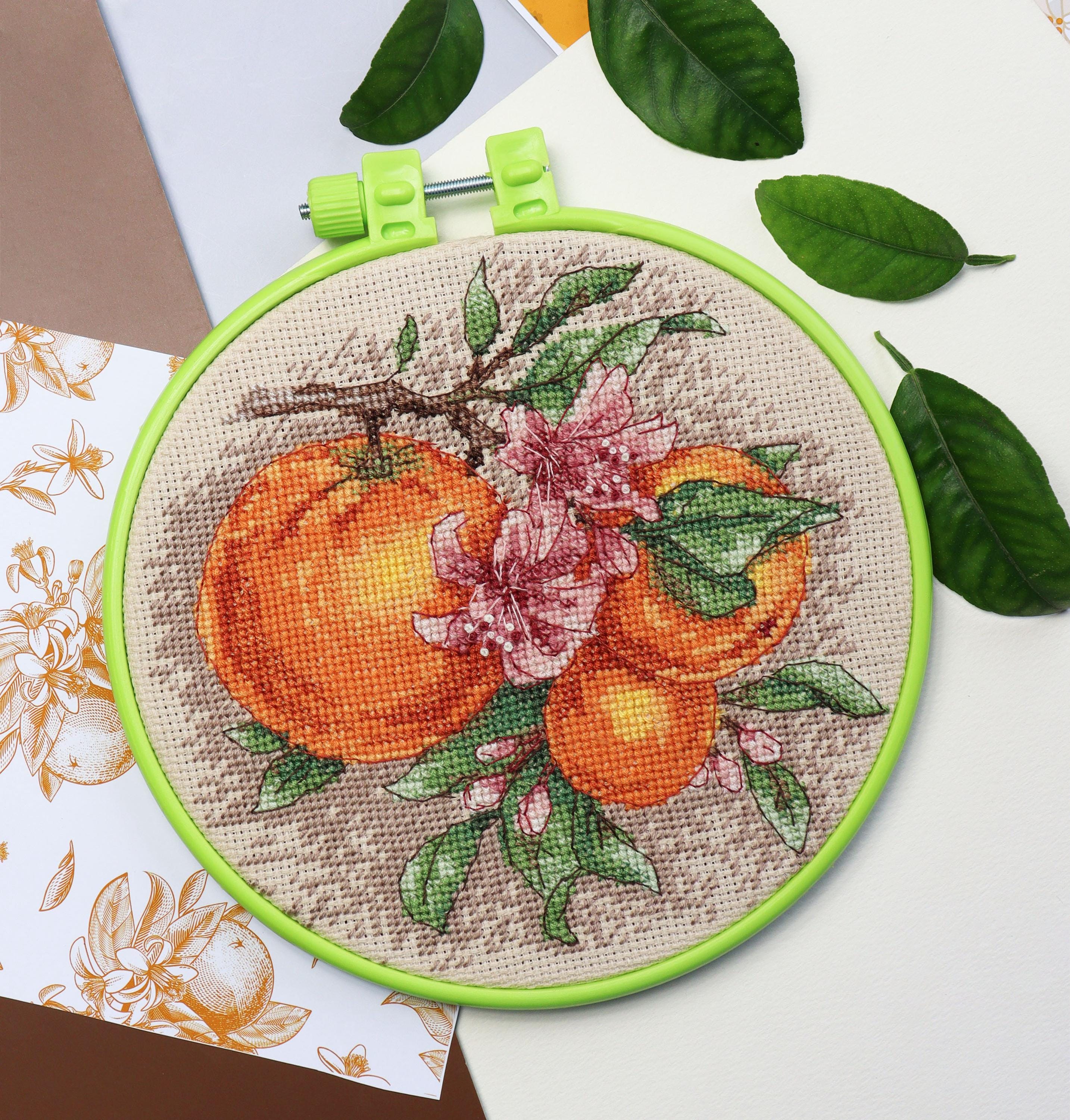 Wingkin Kit punto croce per adulti Frutta fai da te punto croce stampa complementi arredo casa ricamo artistico ricamo (11CT tela prestampata) 40x50cm