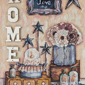 DIY Cross Stitch Kit Warm at Home Deco Scene Needlepoint Embroidery Set Craft Kit Cross-Stitch Pattern Handmade Gift