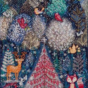 DIY Cross Stitch Kit Winter Forest Needlepoint Embroidery Set Craft Kit Cross-Stitch Pattern Handmade Gift Stitching Supplies Art Set