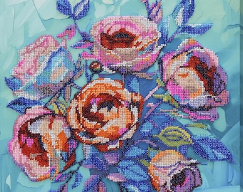 アートキャンバスにビーズ刺繍キット – 春のリズムチューリップDIY