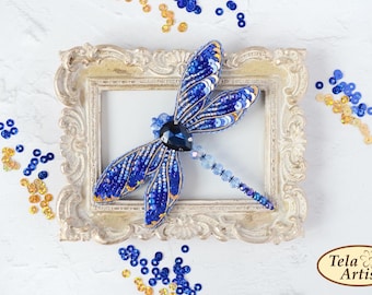 Beaded Brooch Jewelry Making Kit Blue Dragonfly Tela Artis Handmade Accessory