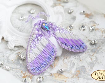 Beaded Brooch Jewelry Making Kit Lavender Moth Tela Artis Handmade Accessory