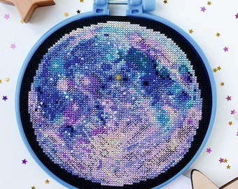 DIY Cross Stitch Kit Moon&#39;s Melody Full Moon Needlepoint Embroidery Set Craft Kit Cross-Stitch Pattern Handmade Gift Stitching Supplies