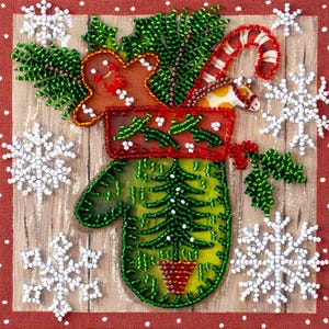 DIY Mini Bead Embroidery Kit Children&#39;s Holiday Beaded Needlepoint Craft Set Beading Kit for Embroidery Stitching with Beads Beadwork Set