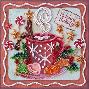 DIY Mini Bead Embroidery Kit Aroma of the Holiday Beaded Needlepoint Craft Set Beading Kit for Embroidery Stitching with Beads Beadwork Set