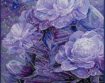 Geteld borduurpakket Colors of the Night Flowers Design DIY-borduurwerk
