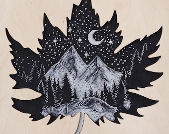 Counted Cross Stitch Kit In the Mountains Starry Night Landscapes Design DIY Embroidery