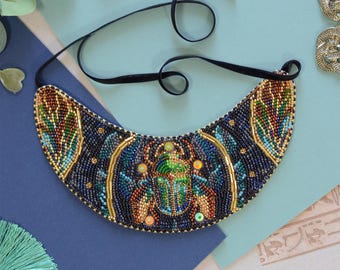 Perlen Halskette Schmuck machen Kit Smaragd Talisman Skarabäus Käfer Abris Kunst Handmade Kleidung Accessoire