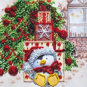 DIY Mini Bead Embroidery Kit Under Christmas Tree Beaded Needlepoint Craft Set Beading Kit for Embroidery Stitching with Beads Beadwork Set