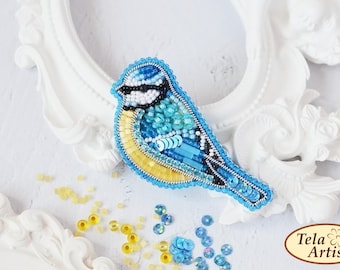 Beaded Brooch Jewelry Making Kit Titmouse Bird Tela Artis Handmade Accessory
