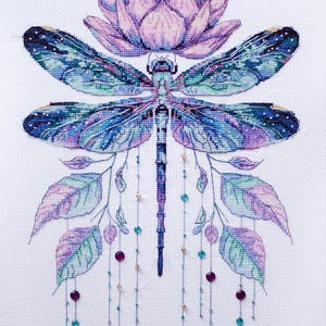 DIY Cross Stitch Kit Dragonfly Summer Muse Needlepoint Embroidery Set Craft Kit Cross-Stitch Pattern Handmade Gift