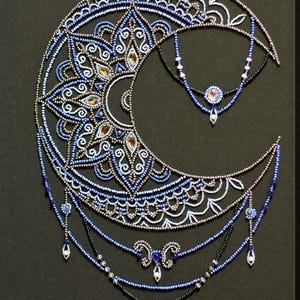 DIY Perlenstickerei Kit Mond Muster Halbmond Perlen Nadelspitze Handwerk Kit für Stickerei Nähen mit Perlen Beadwork Art Set