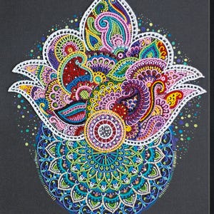 DIY Bead Embroidery Kit Contemplating Lotus Beaded Needlepoint Craft Set Beading Kit for Embroidery Stitching with Beads Beadwork Art Set