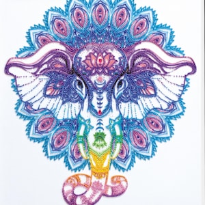 DIY Bead Embroidery Kit Prosperity Rainbow Elephant Mandala Design Deco Beaded Needlepoint Craft Set Beading Kit Handmade Gift