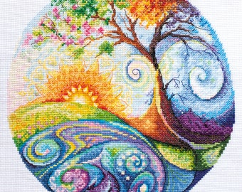 Counted Cross Stitch Kit First Sunrise Nature Wakeup Design DIY Embroidery