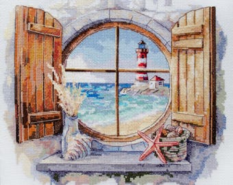 Telpatroon Whisper of the Wind Lighthouse in the Window ontwerp DIY-borduurwerk