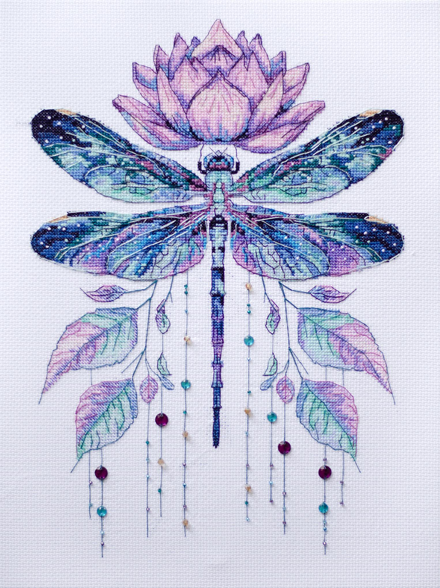 Cross Stitch Kit Dragonfly Summer Muse Abris Art Hand Embroidery