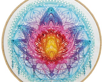 Bead Embroidery Kit on Art Canvas – Flower of the East Orient Style DIY Beaded Wall Art
