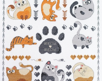 Geteld borduurpakket cartoon katten ontwerp DIY borduurwerk