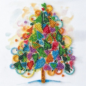 DIY Mini Bead Embroidery Kit Heart of the Holiday Beaded Needlepoint Craft Set Beading Kit for Embroidery Stitching with Beads Beadwork Set