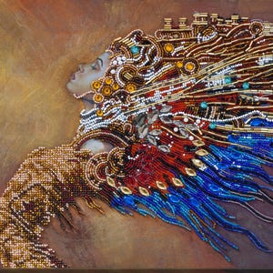 DIY Bead Embroidery Kit Levitation Woman Decor Beaded Needlepoint Craft Set Beading Kit for Embroidery Stitching with Beads Beadwork Art Set