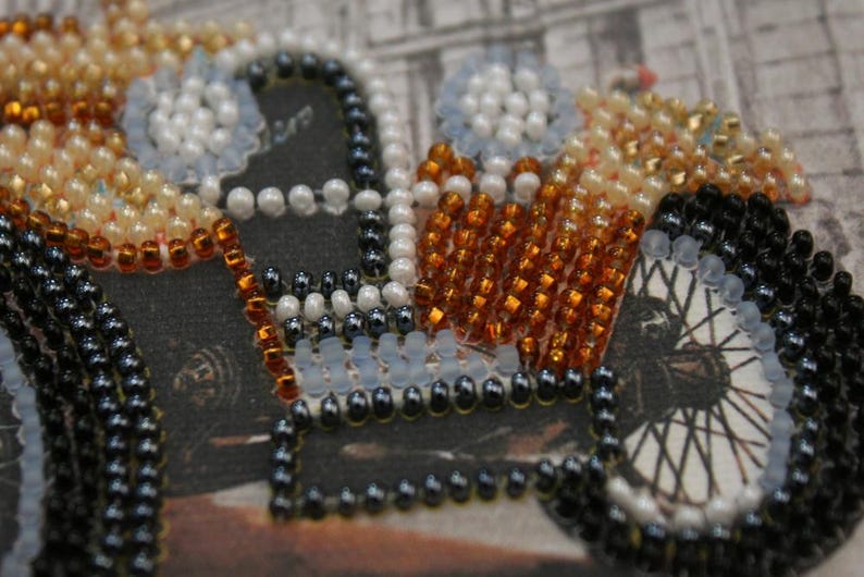 Bead Embroidery Kit on Art Canvas - Aero-662 Retro Car DIY Beaded Art ...