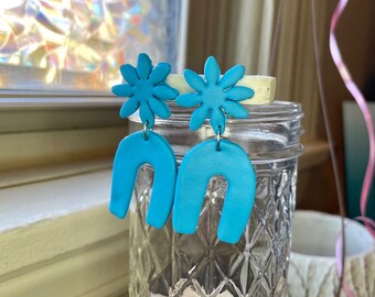 Blue Multi-shaped Clay Earrings