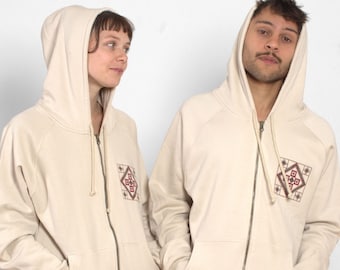 100% Cotton Embroidered Zip Hoodie - Zaher 2.0 -