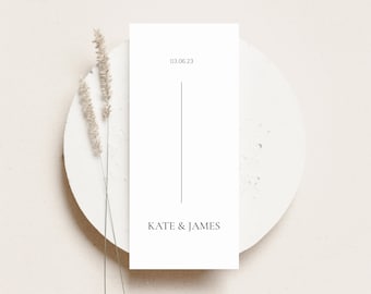 Minimalist wedding menu, ready to print wedding menu, personalized wedding menu, simple wedding menu, wedding table menu