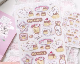 Pudding Sticker Sheet | Cute sticker, journaling, kpop deco, penpal, korean stationery, planner stickers