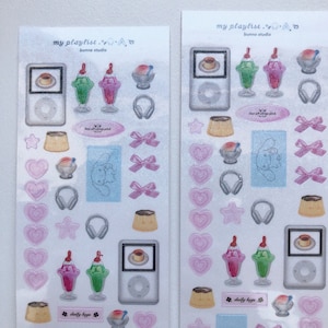 Meine Playlist Stickerbogen | Süßer Aufkleber, Journaling, kpop deco, penpal, koreanisches Briefpapier, Planer Aufkleber
