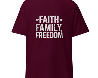 Glaube Familie Freiheit Shirt - Patriotisches christliches T-Shirt - 100% Baumwolle Unisex T-Shirt