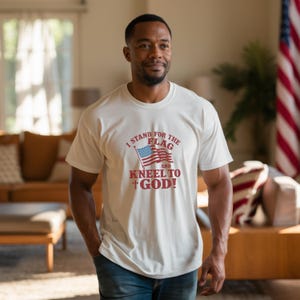 I Stand for the Flag and Kneel to God Shirt – Patriotic Christian Tee – 100% Cotton Unisex T-Shirt