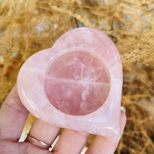 Rose Quartz Heart Shaped Candle Holder, Rose Quartz Heart Love Stone Heart Chakra, Housewarming Lucky Stone, Home Protection Gifts for Woman