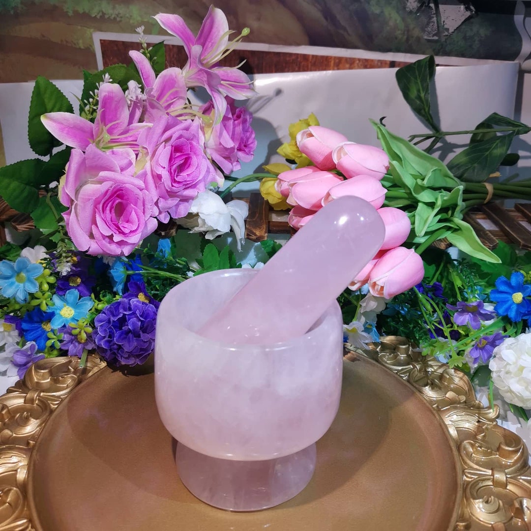 Delicate Rose Quartz Mortar and Pestle Set Jewelrylous Rose Etsy