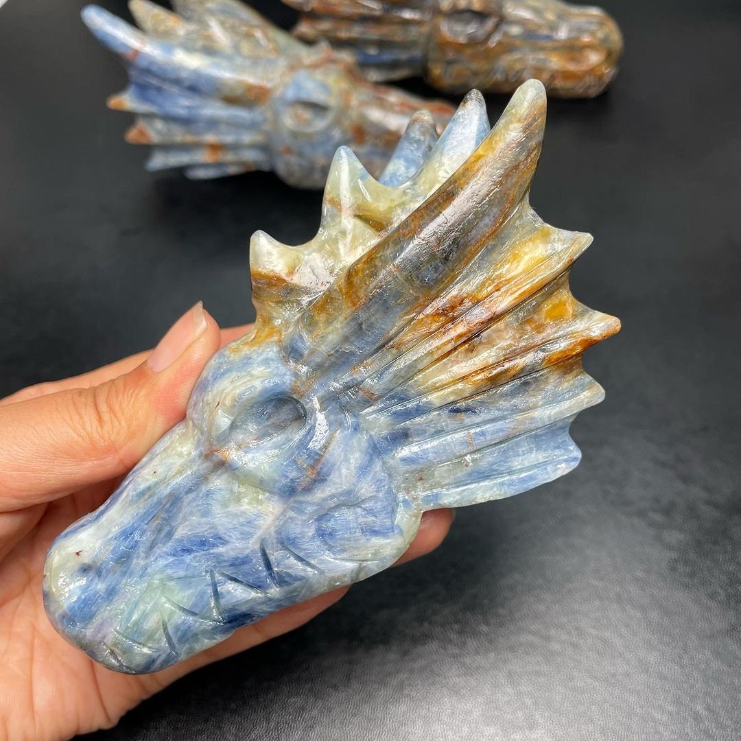 Gem Quality Kyanite Dragon Head Carving Jewelrylous Large Etsy
