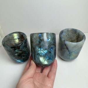 Blue Flash Labradorite Teacup Carving, Jewelrylous Labradorite Quartz Cup, Feldspar Spectrolite Drinking Cup, Mineral Specimen Gemstone Cups