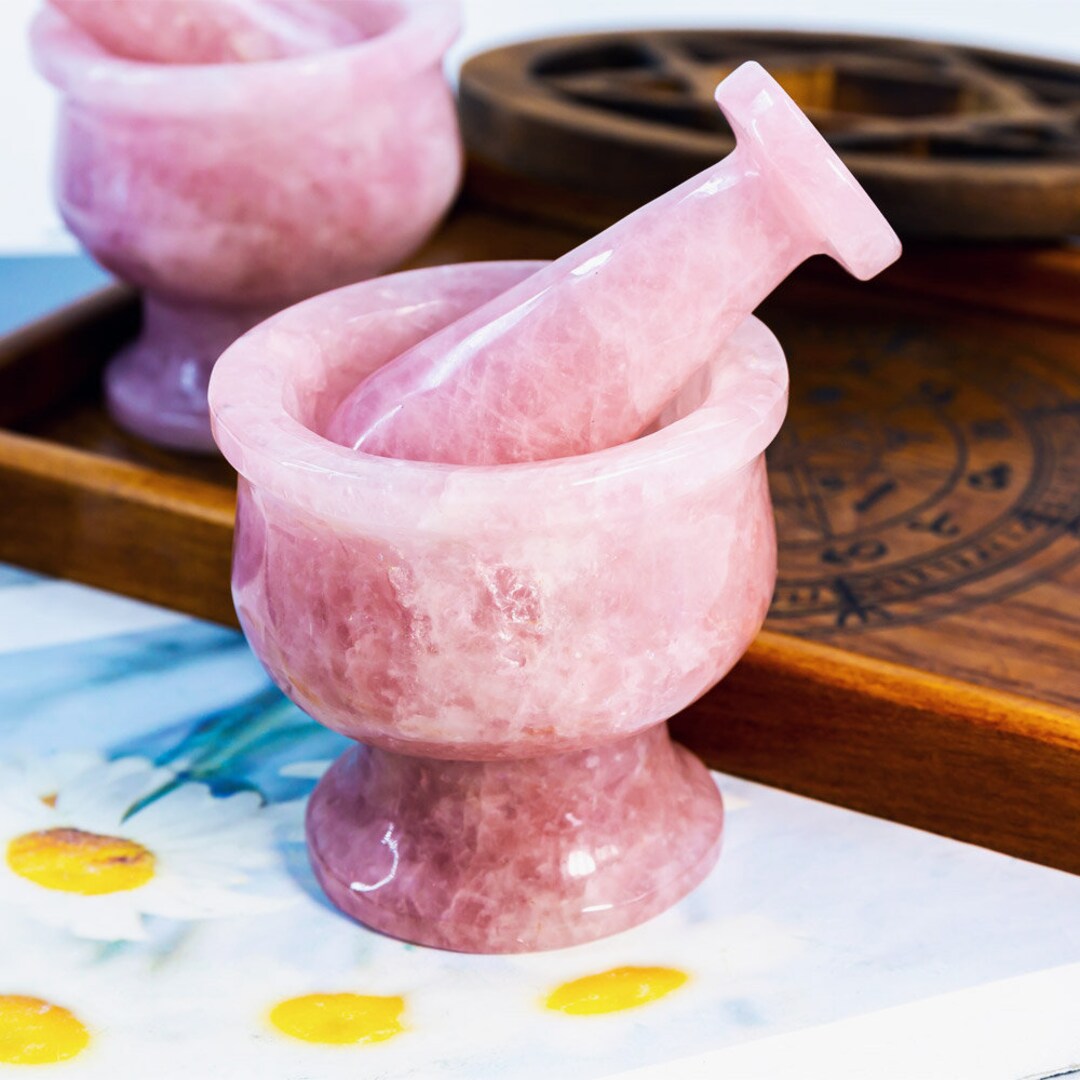 Delicate Rose Quartz Mortar and Pestle Set Jewelrylous Dream Etsy