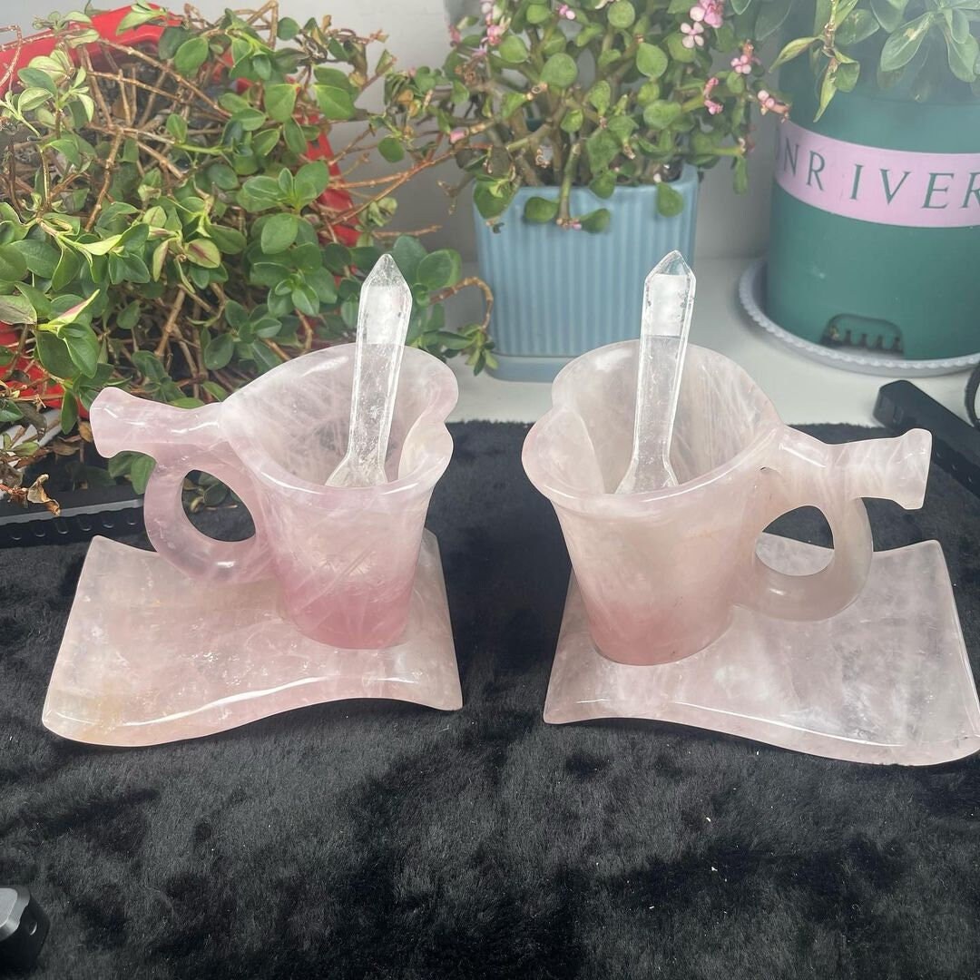 Full Set of Rose Quartz Tea Cup Jewelrylous Rose Quartz Cup Etsy