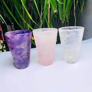 Crystal Drinking Rose Quartz Glass, Dream Amethyst Teacup, Clear Quartz Tumbler, Jewelrylous Gemstone Cups, House Party, Baby Shower Favors
