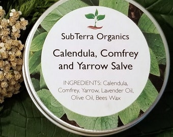 Comfrey, Yarrow and Calendula Salve ** Naturally Grown Herbs **