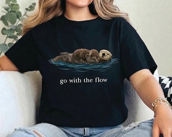 Otter Go With The Flow T-Shirt | Seeotter Grafik, Vintage Natur Tee